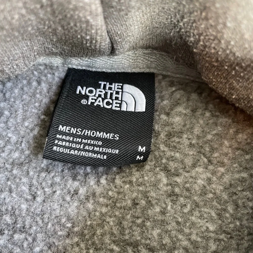 North Face Hoodie Mens Medium Sweatshirt Glitch Logo Fleece Pullover‎ Gray